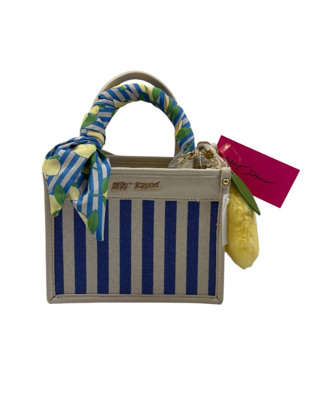 Betsey Johnson - XO Lucy- Bag/Purse -Lemons/Blue/White Stripes - NWT